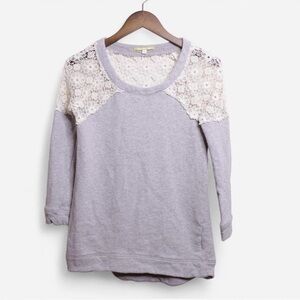 Gianni Bini Gray Lace Accent Top